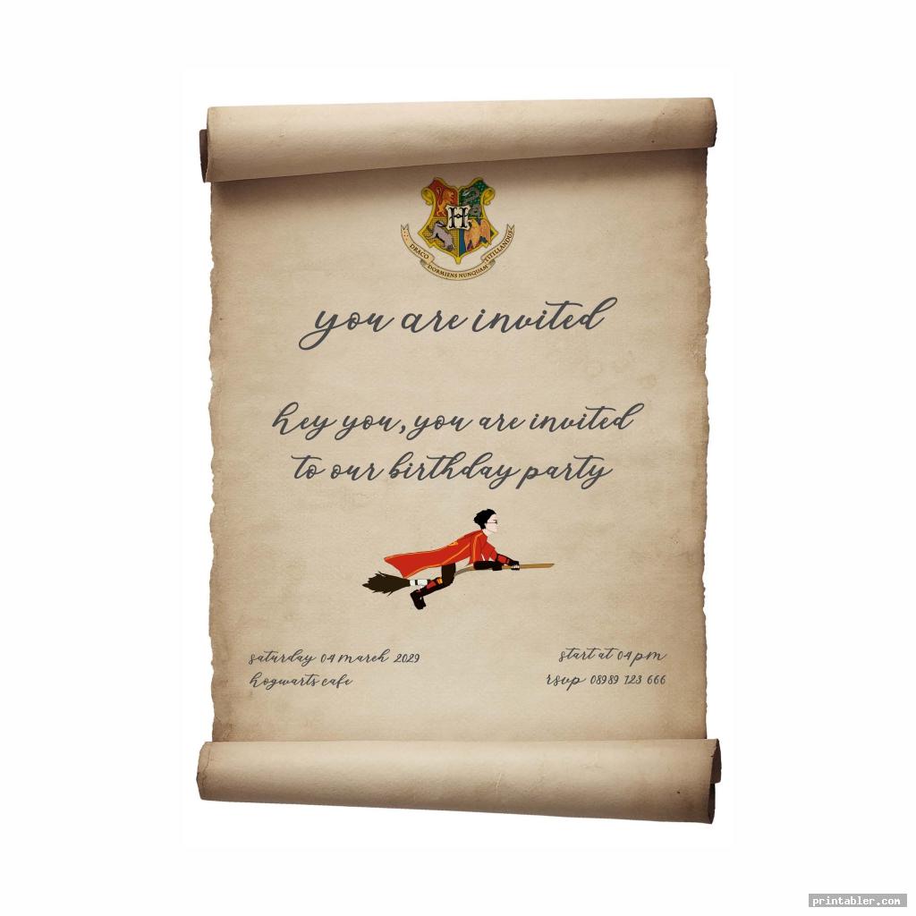 Harry Potter Invitation Printable