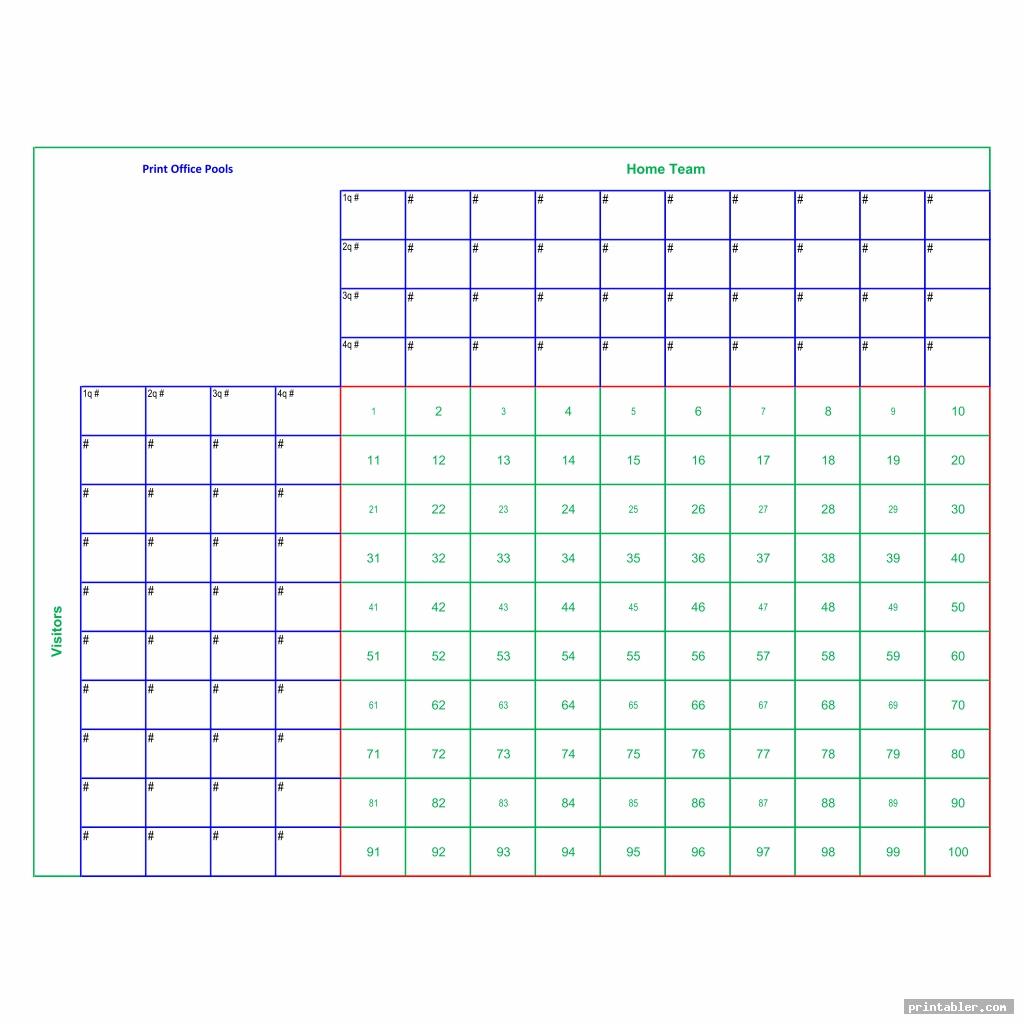 colorful post printable 100 square football pool grid