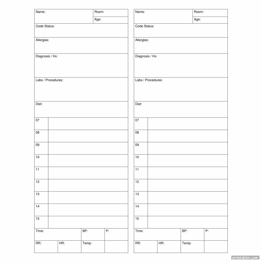 double med surg organization sheet printable