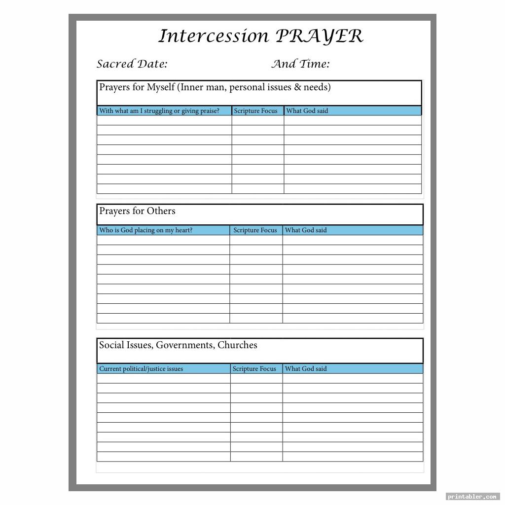 printable prayer journal template image free