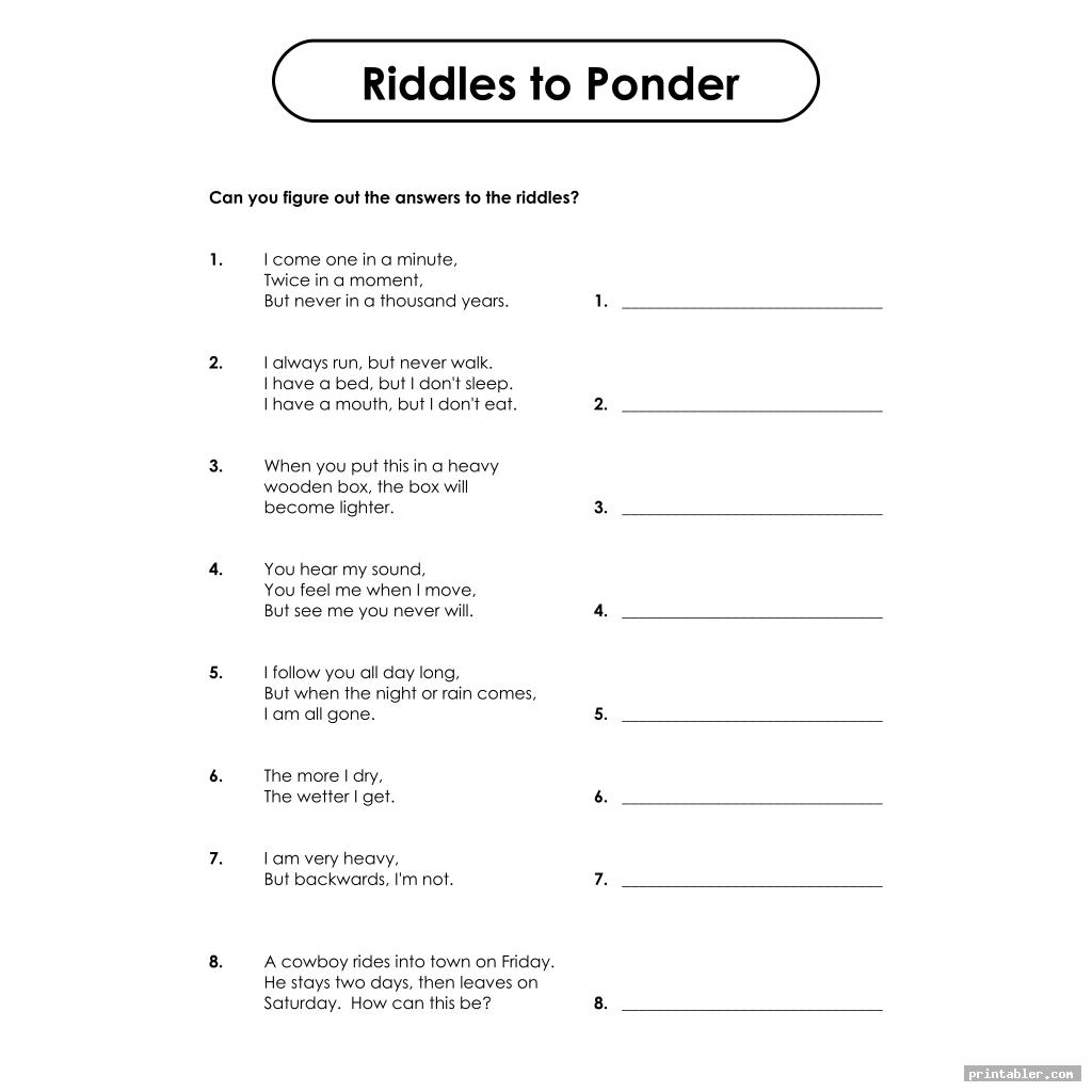 Printable Brain Teasers Riddles