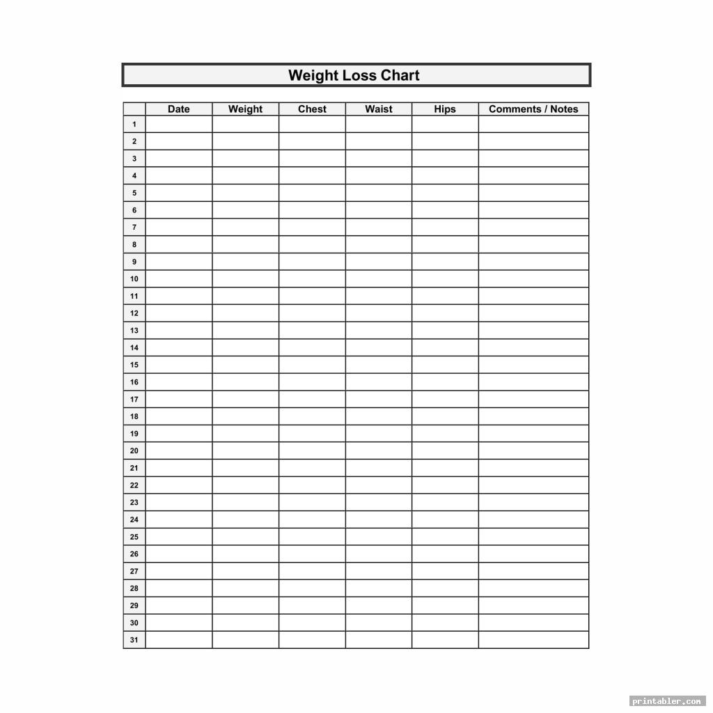 simple printable weight loss tracker