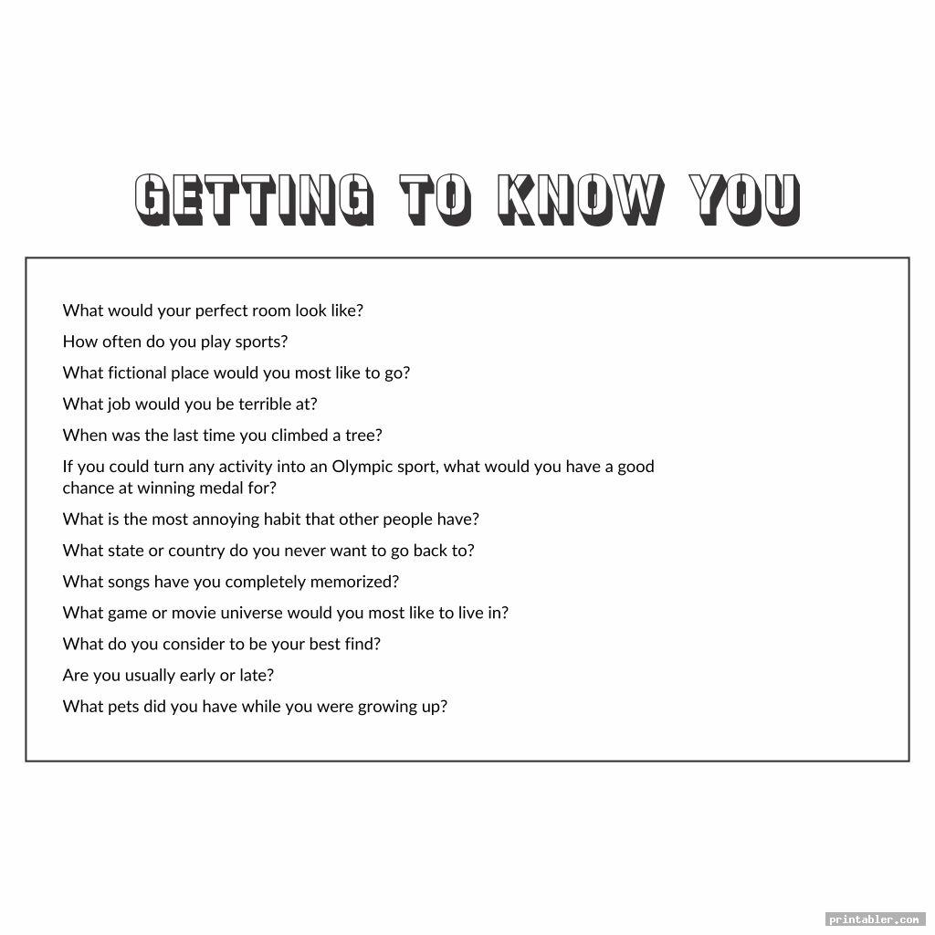 Getting to Know You Printables for Adults - Gridgit.com