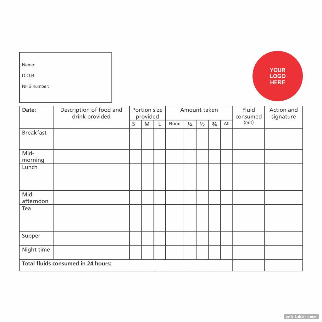 Printable Fluid Intake Charts