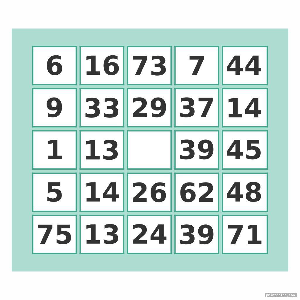 cool printable bingo numbers 1 75