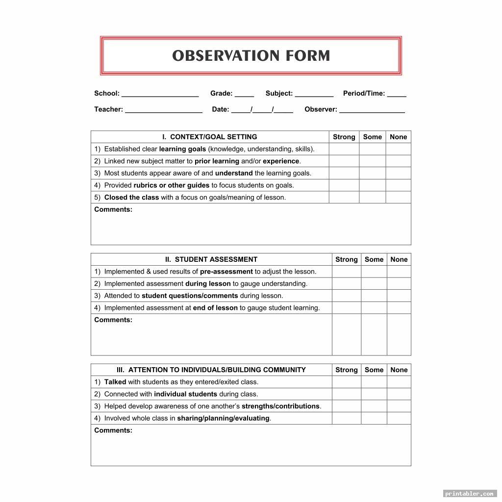 Printable Observation Forms