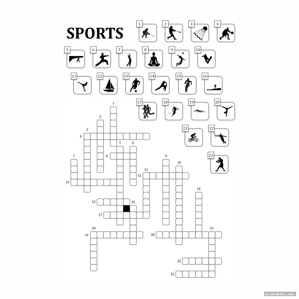 cool sport crossword printable