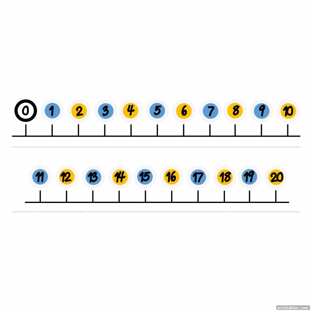 Number Lines 0-20 Printable