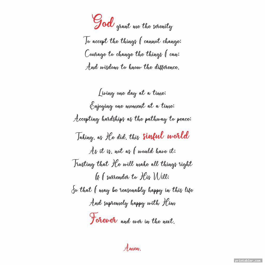 cute the serenity prayer printable version