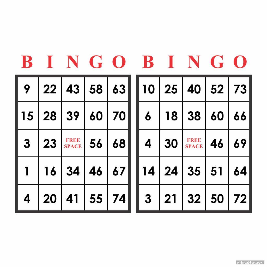 Printable Bingo Numbers 1-75