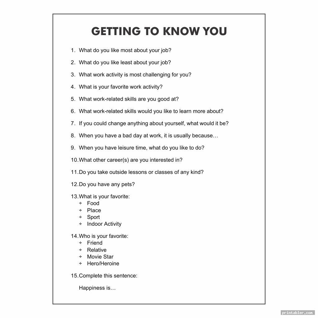 Getting To Know You Template