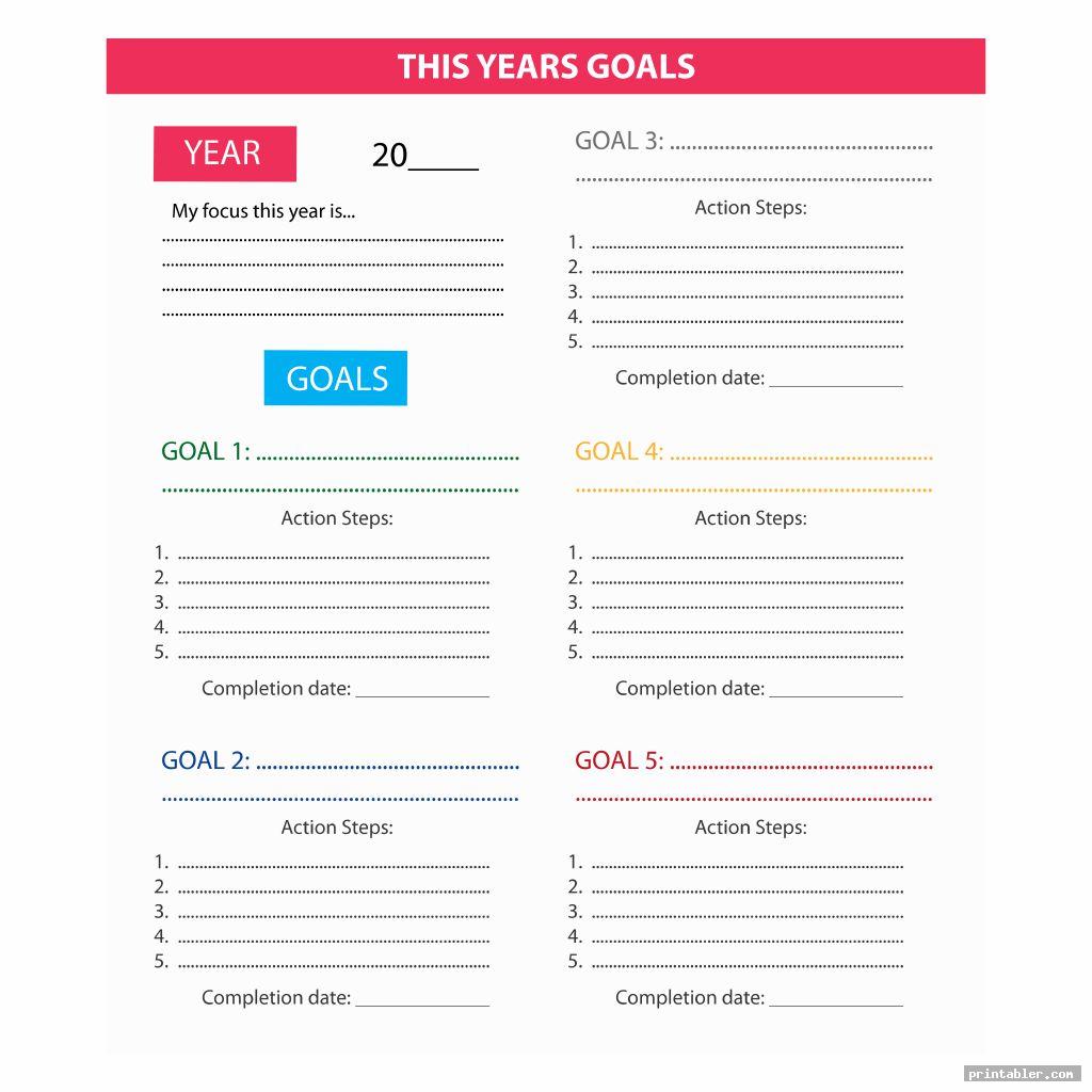 6 Best Goal List Printable