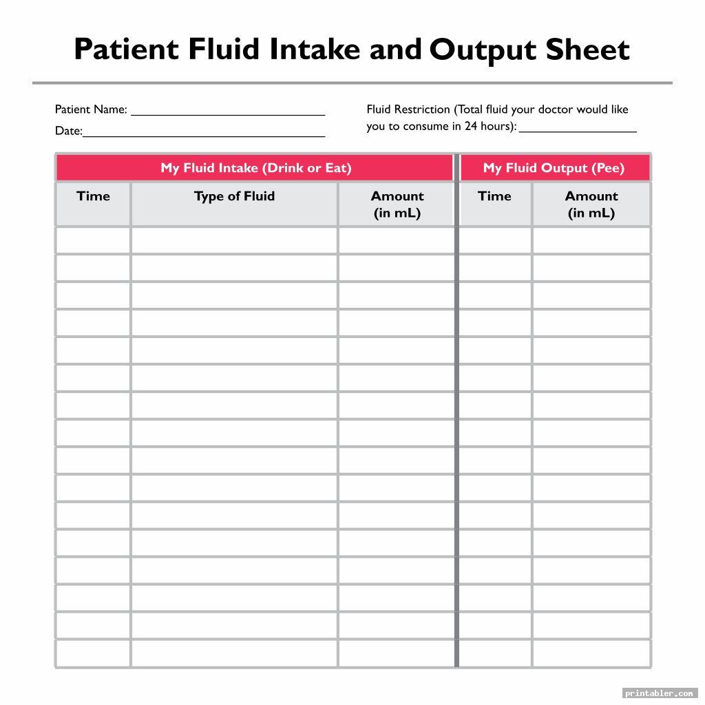 Printable Fluid Intake Charts
