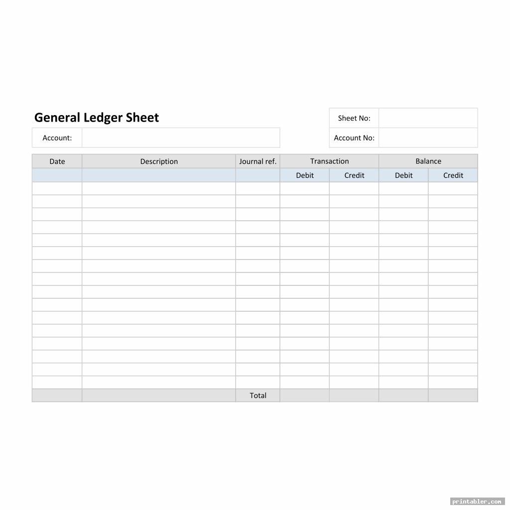 Printable Ledger Balance Sheet