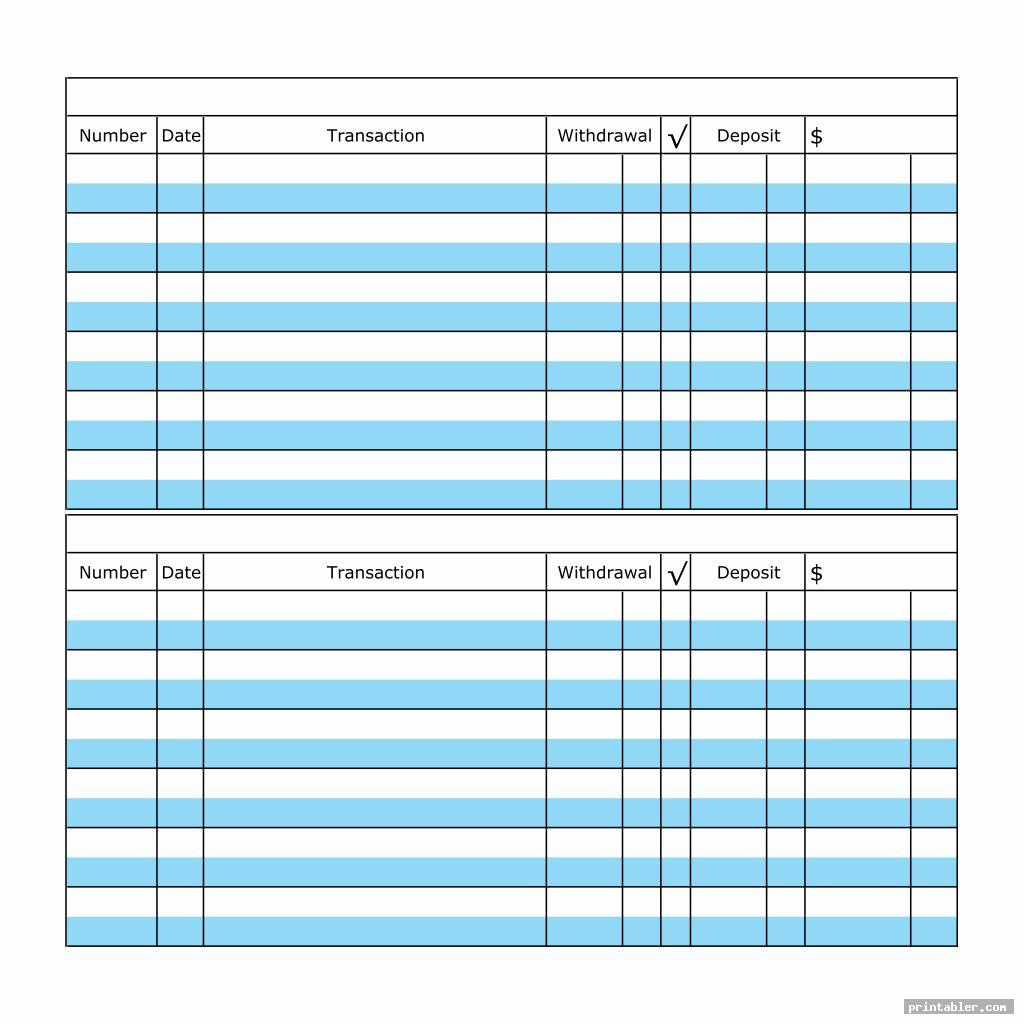 Printable PDF Check Register