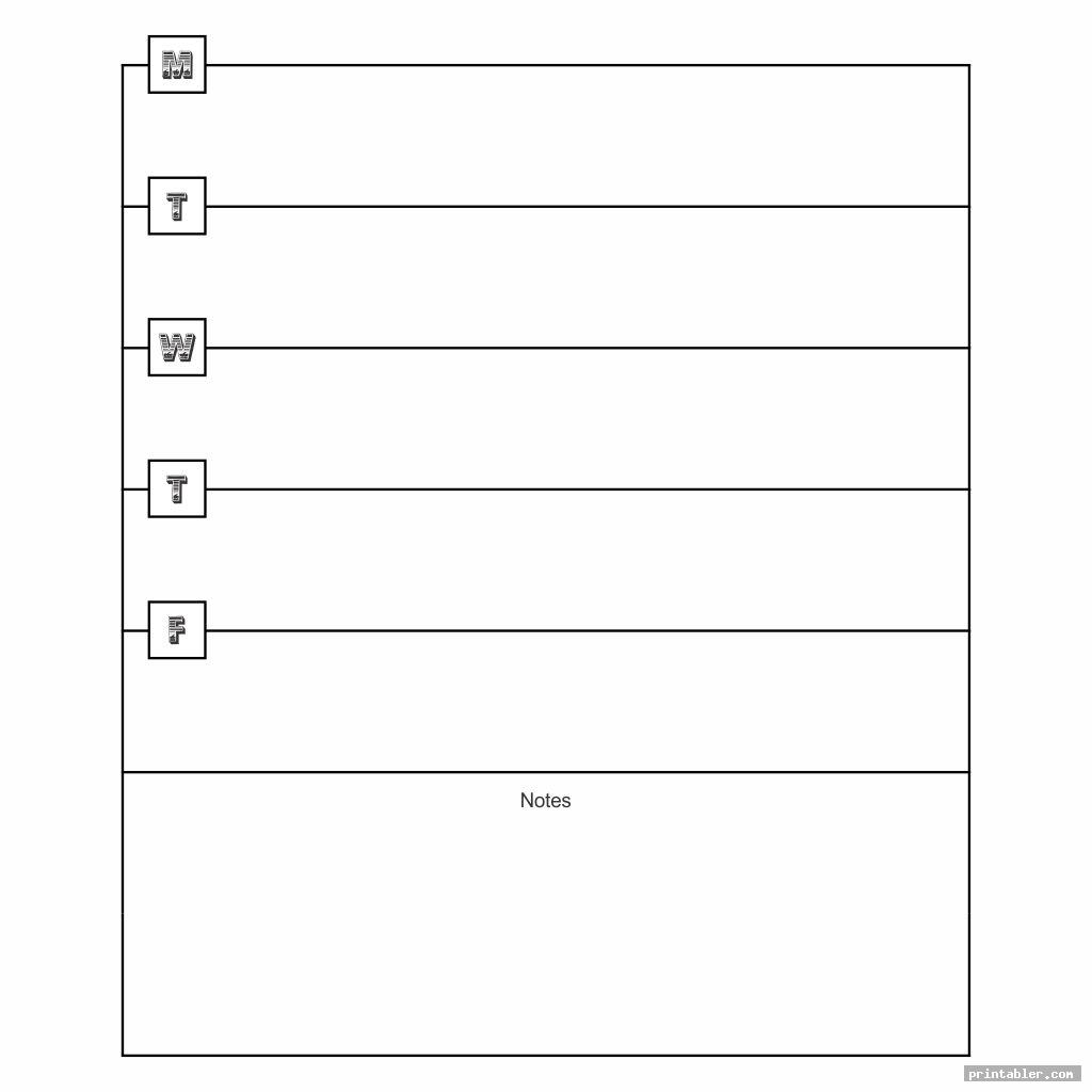 simple monday through friday planner printable