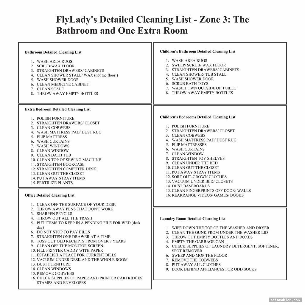 bathroom zone flylady printable checklists