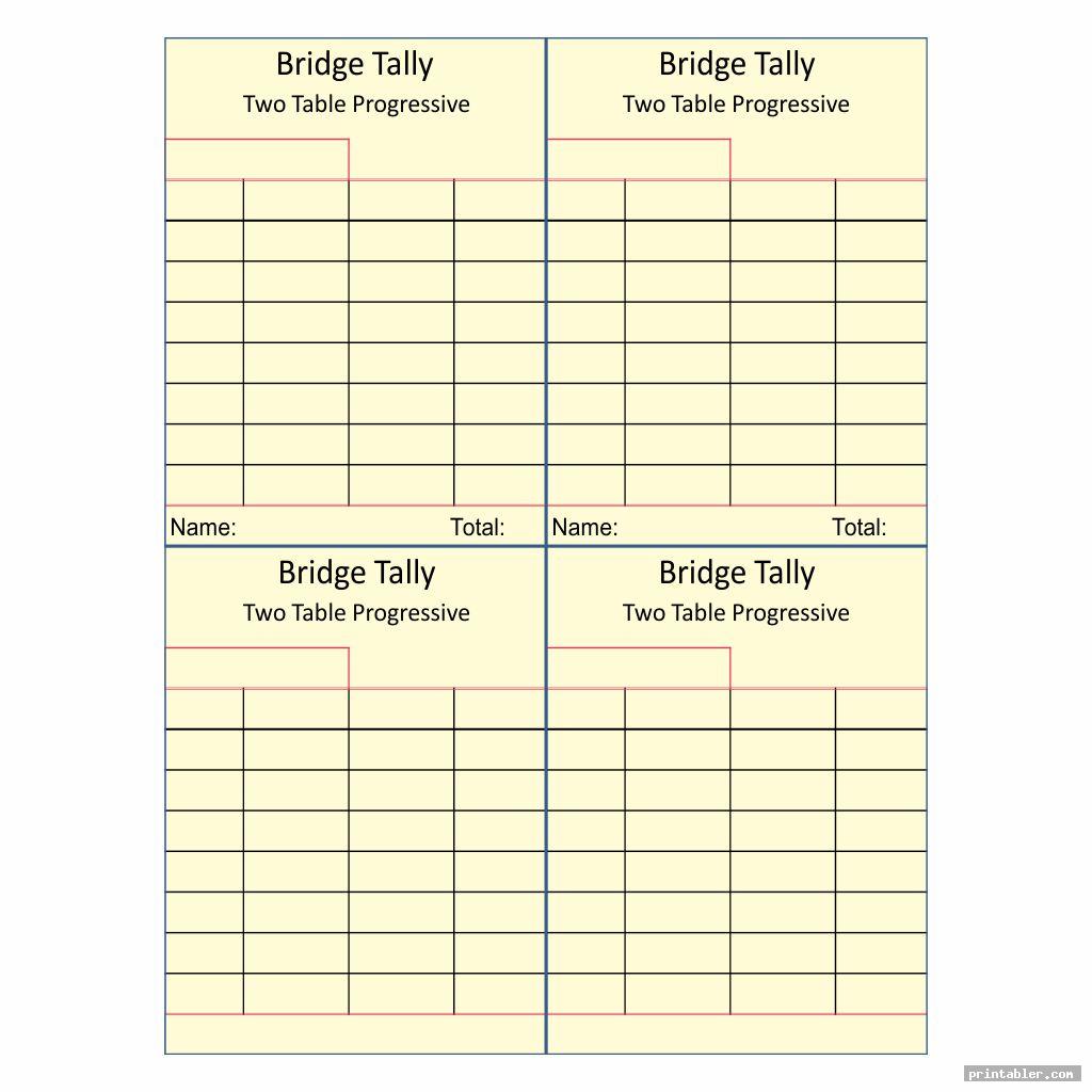 Printable Free Tally Sheet For Cards