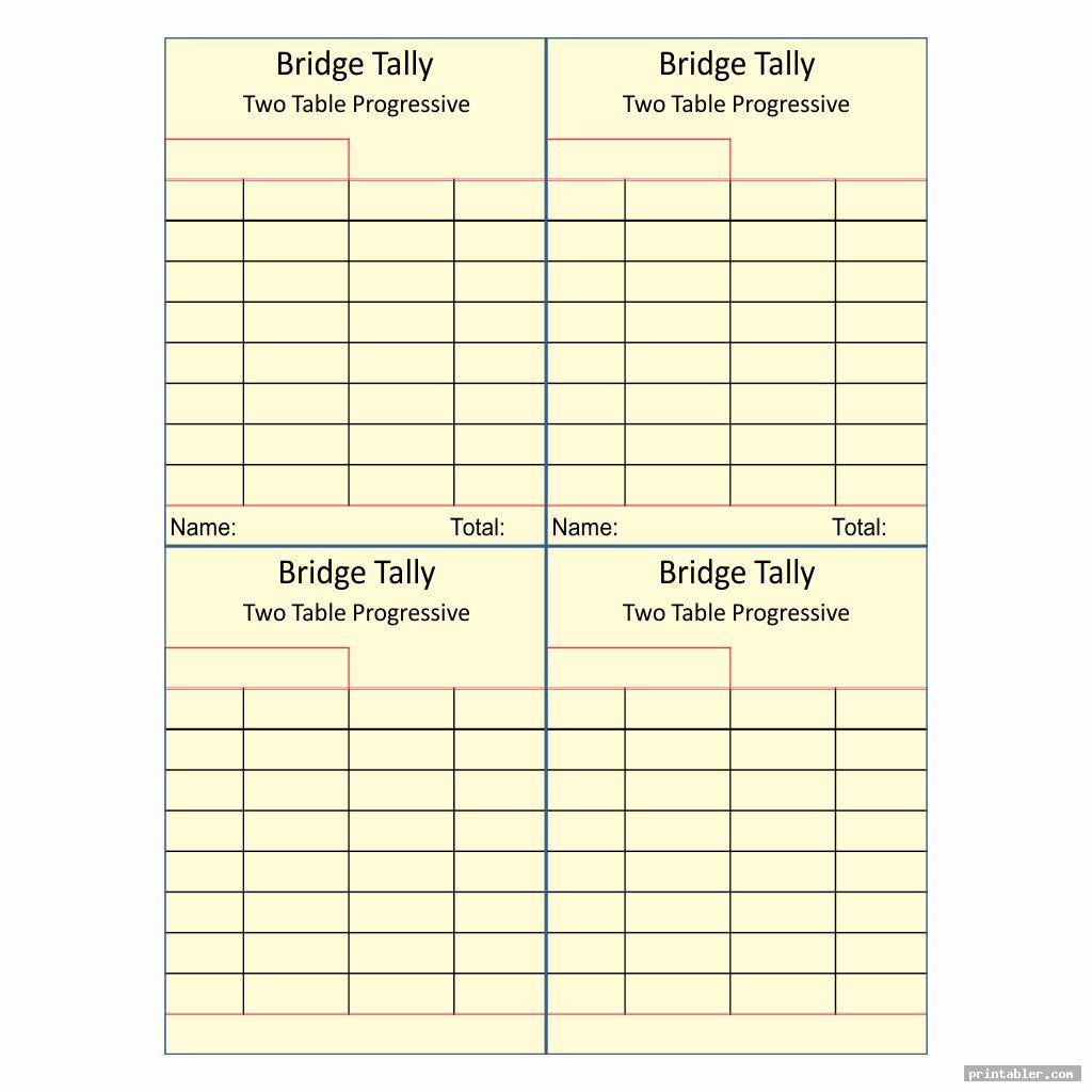 Bridge Tally Cards Free Printable Free Printable Templates