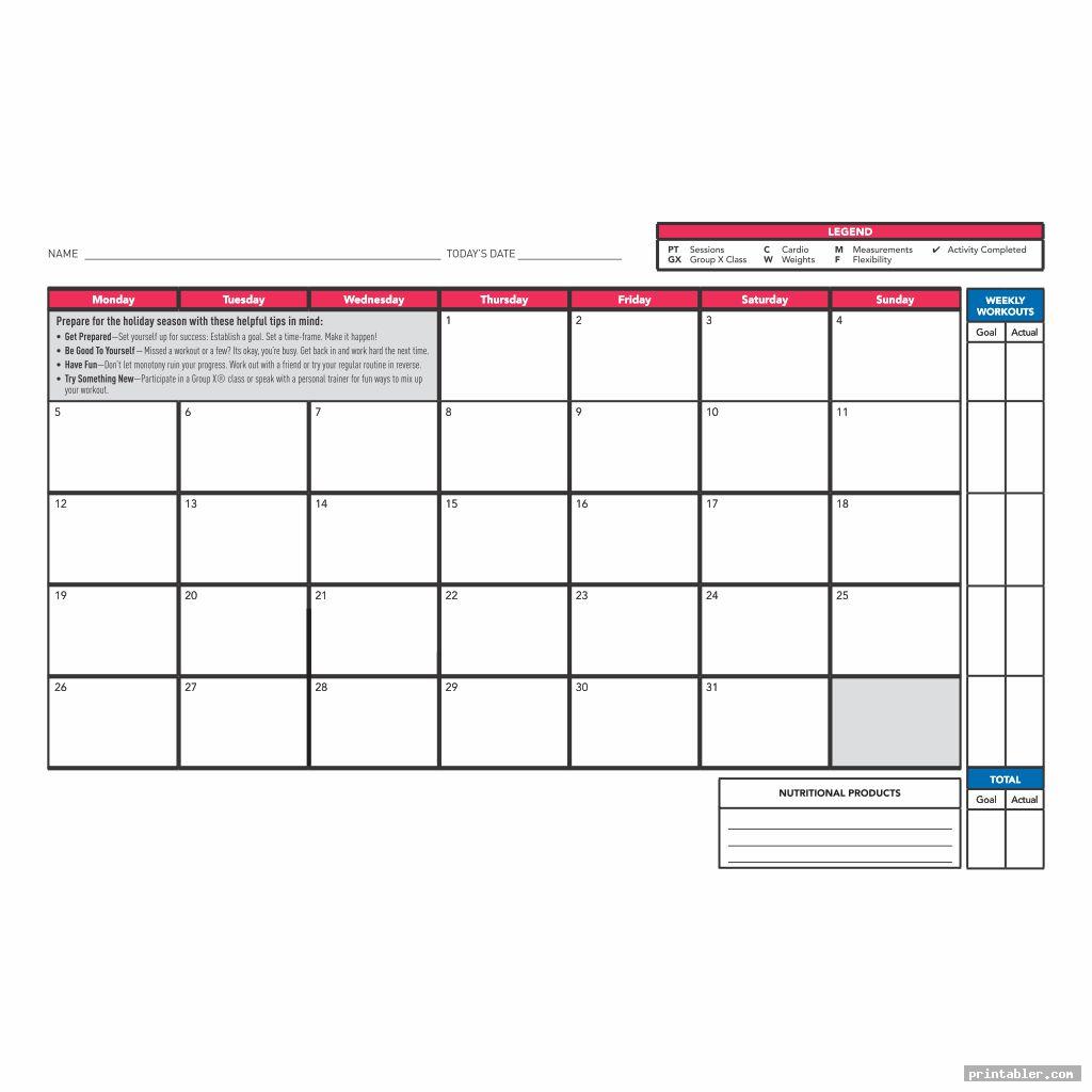 Cardio Workout Log Template Printable