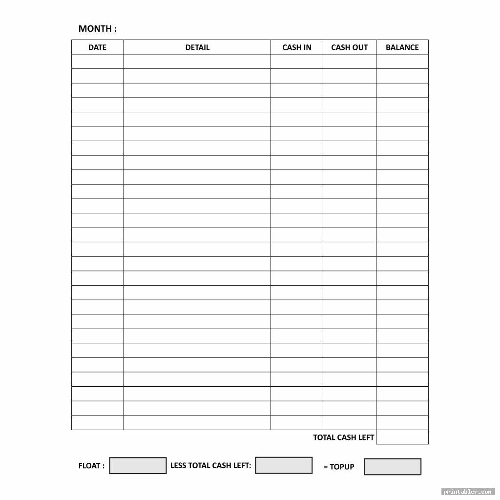 cash log printable accounting journal templates