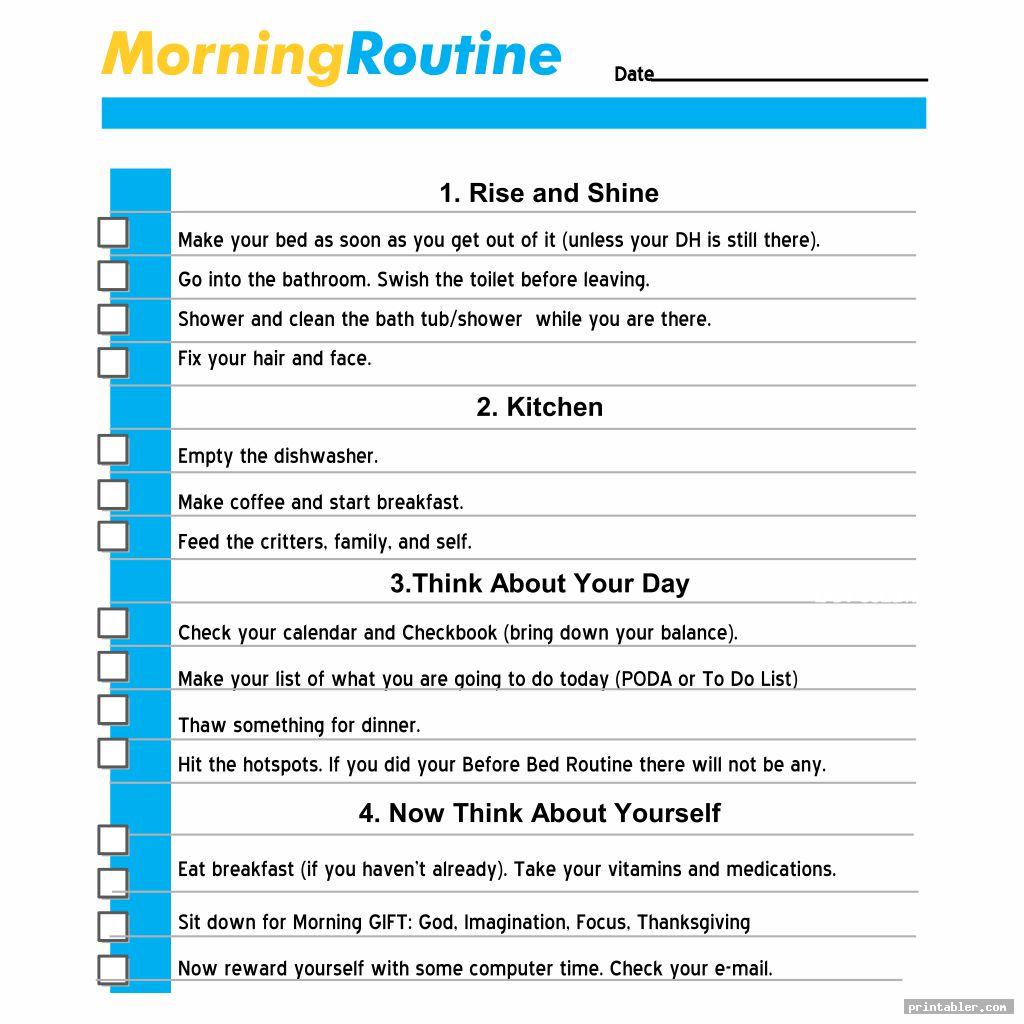 Printable Morning Routine Flylady