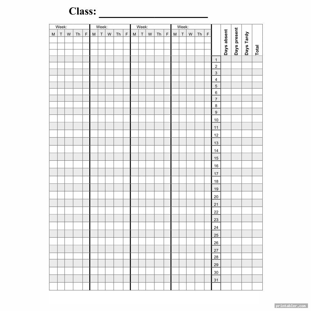 class list blank printable for teachers