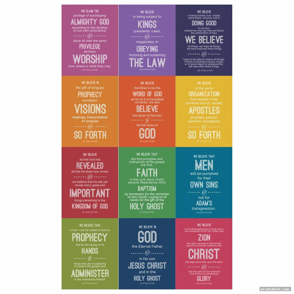 Games Article of Faith Printables