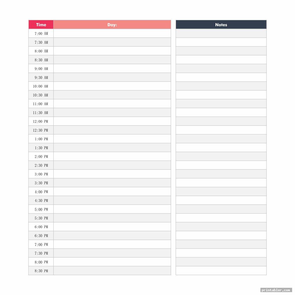 colorful hourly day planner printable pages