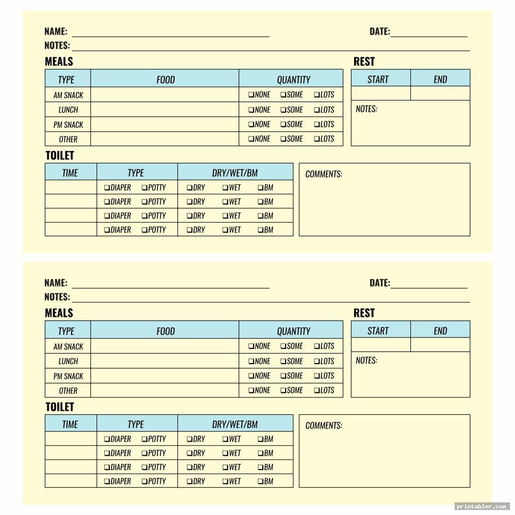 Printable Daily Sheets for Toddlers