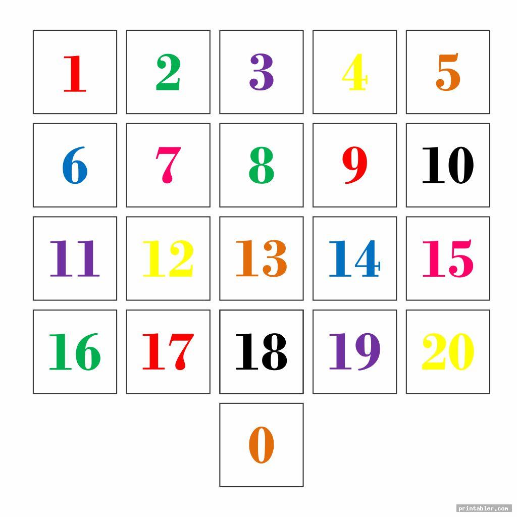 colorful printable number flash cards 1 20