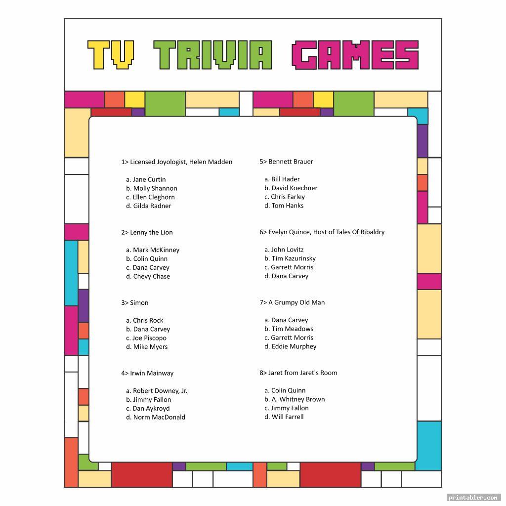 Printable TV Trivia Games