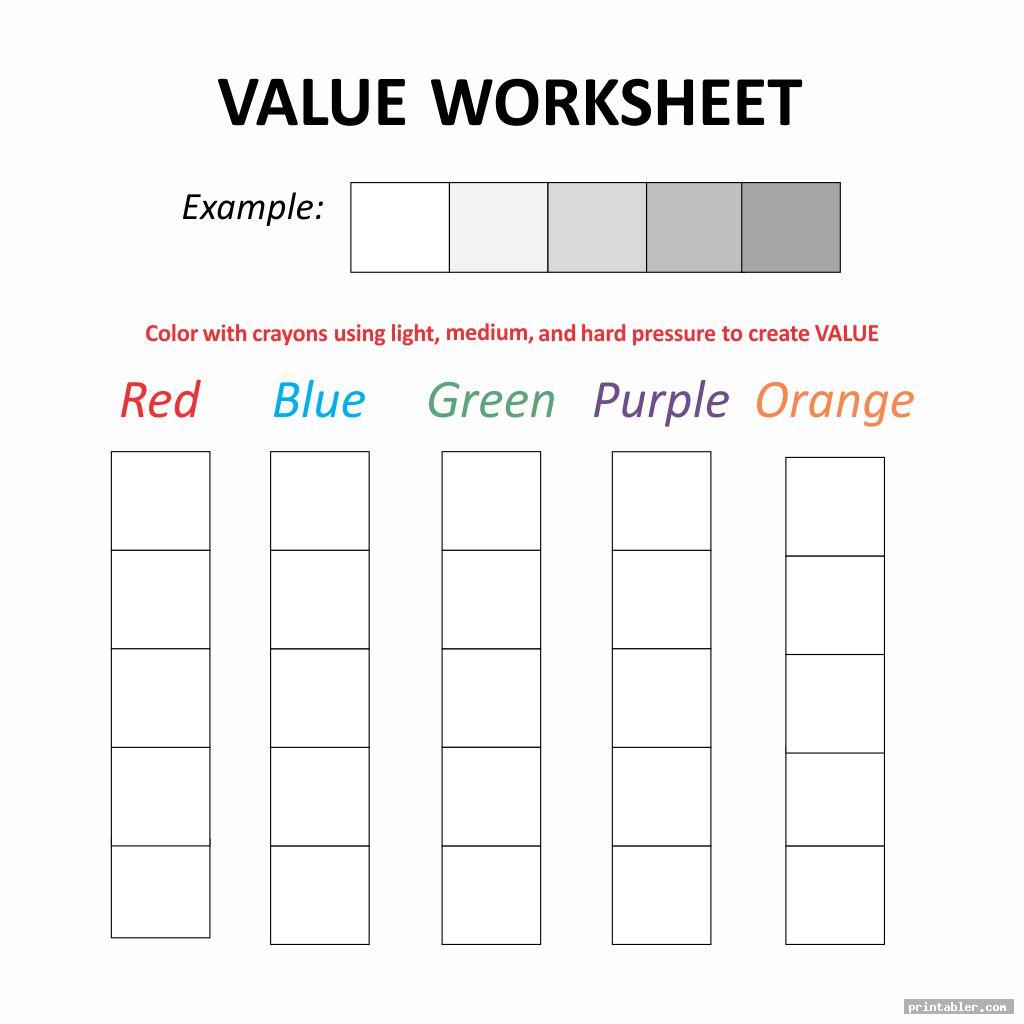 Value Scale Worksheet Printable