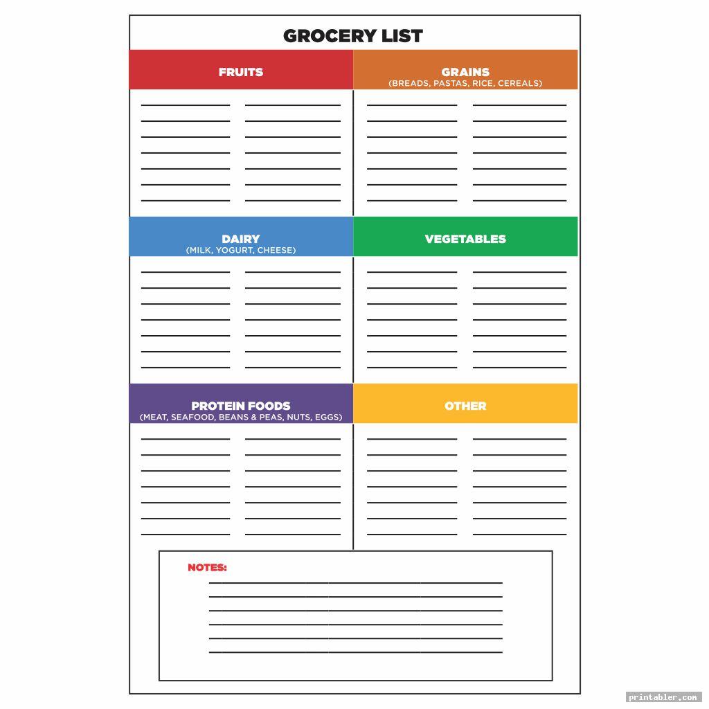 colorful walmart grocery list printable