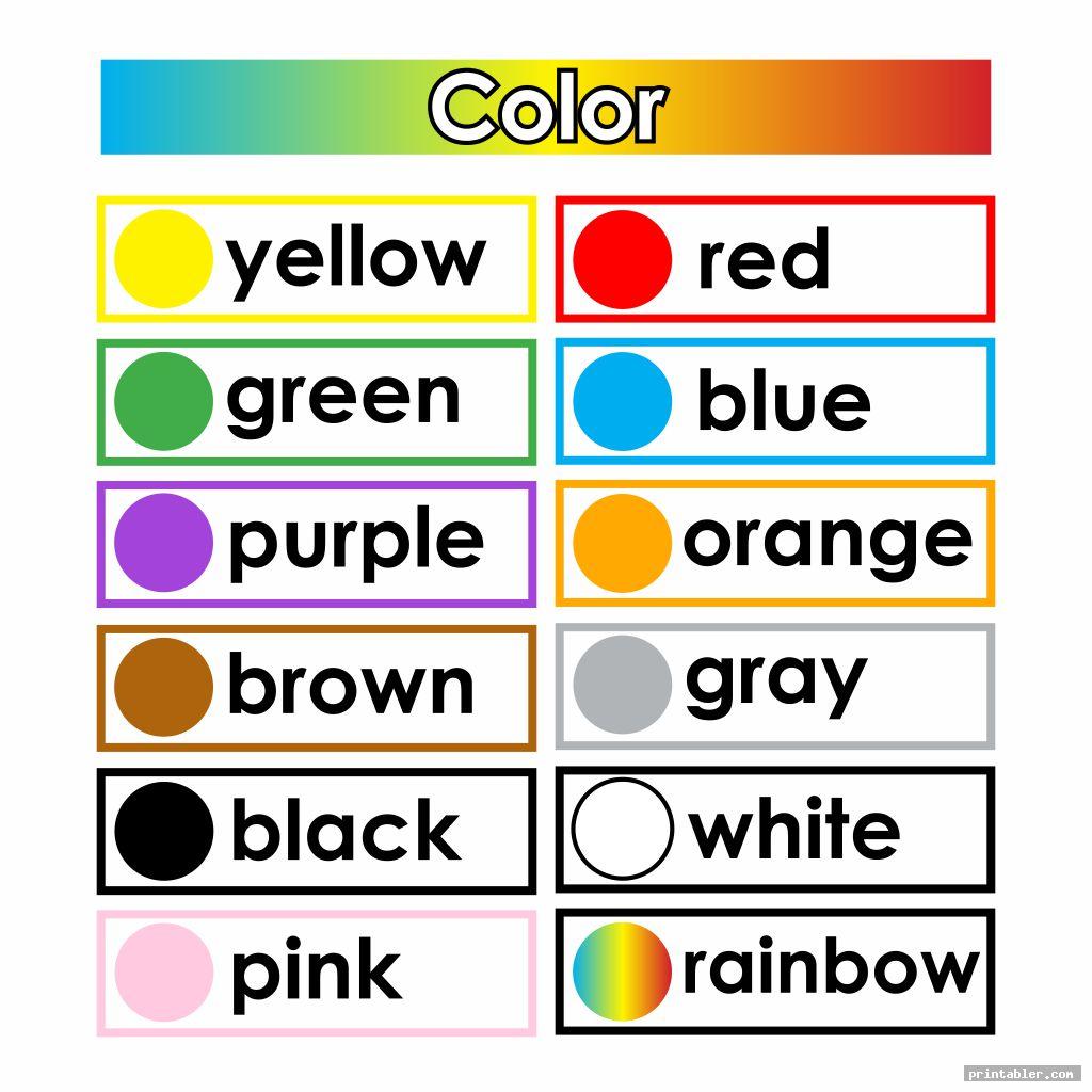 colors word wall printable template