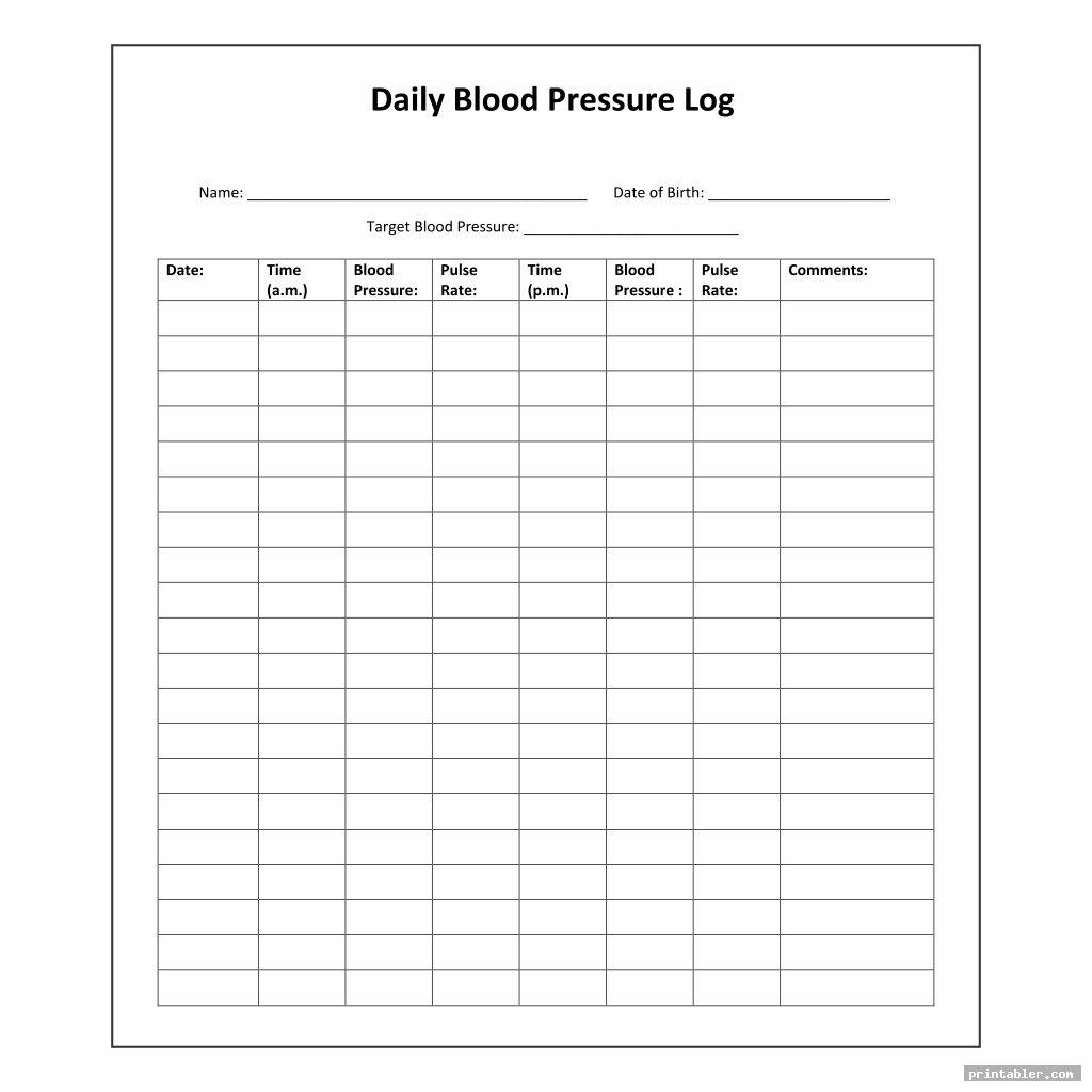 Free Blood Pressure Tracker Printable