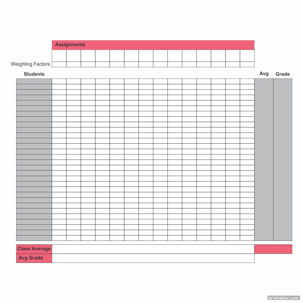 Printable Grade Sheet for Students