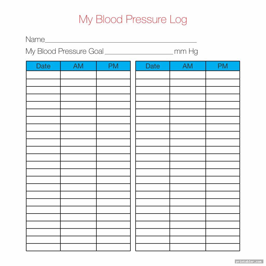 Large Print Downloadable Free Printable Blood Pressure Log Sheets