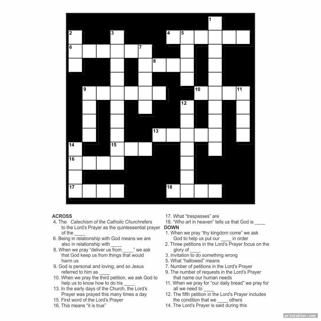 cool prayer crossword puzzle printable