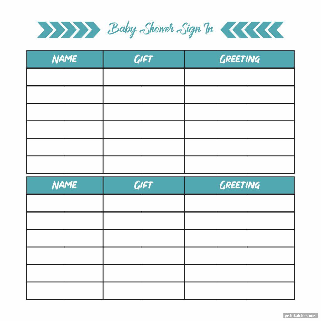 Printable Baby Shower Sign In Sheet