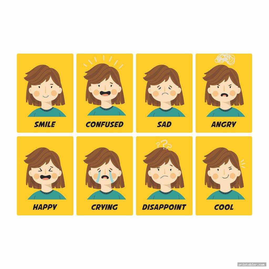 Printable of Various Emotion Cards