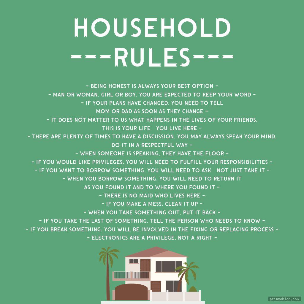 cool printable household rules