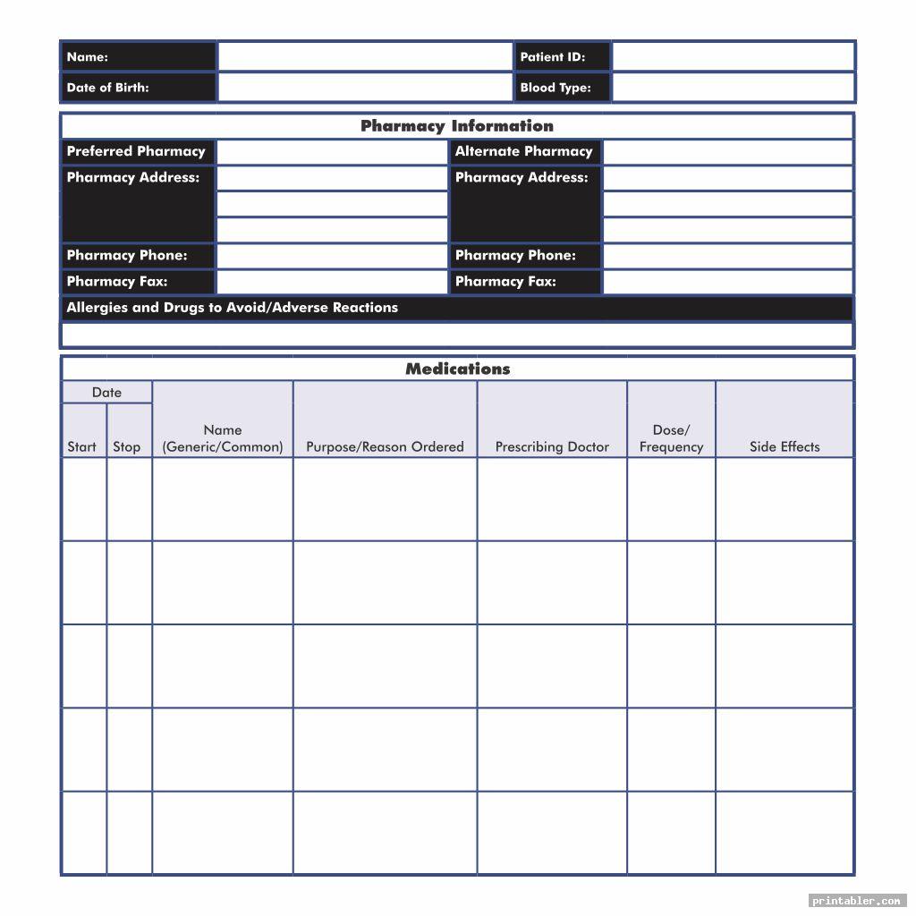 Printable Medication Administration Record Template