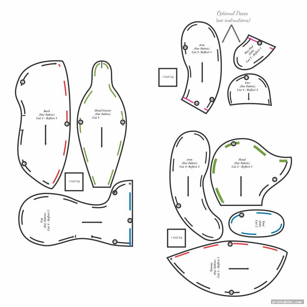 Printable Teddy Bear Sewing Pattern