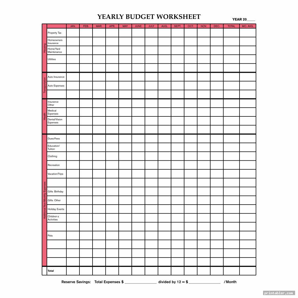 cool printable yearly expense chart