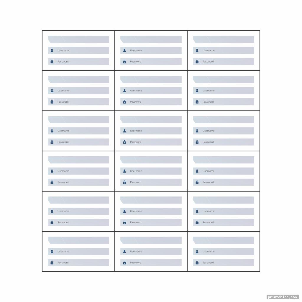 corporate username and password sheet printable