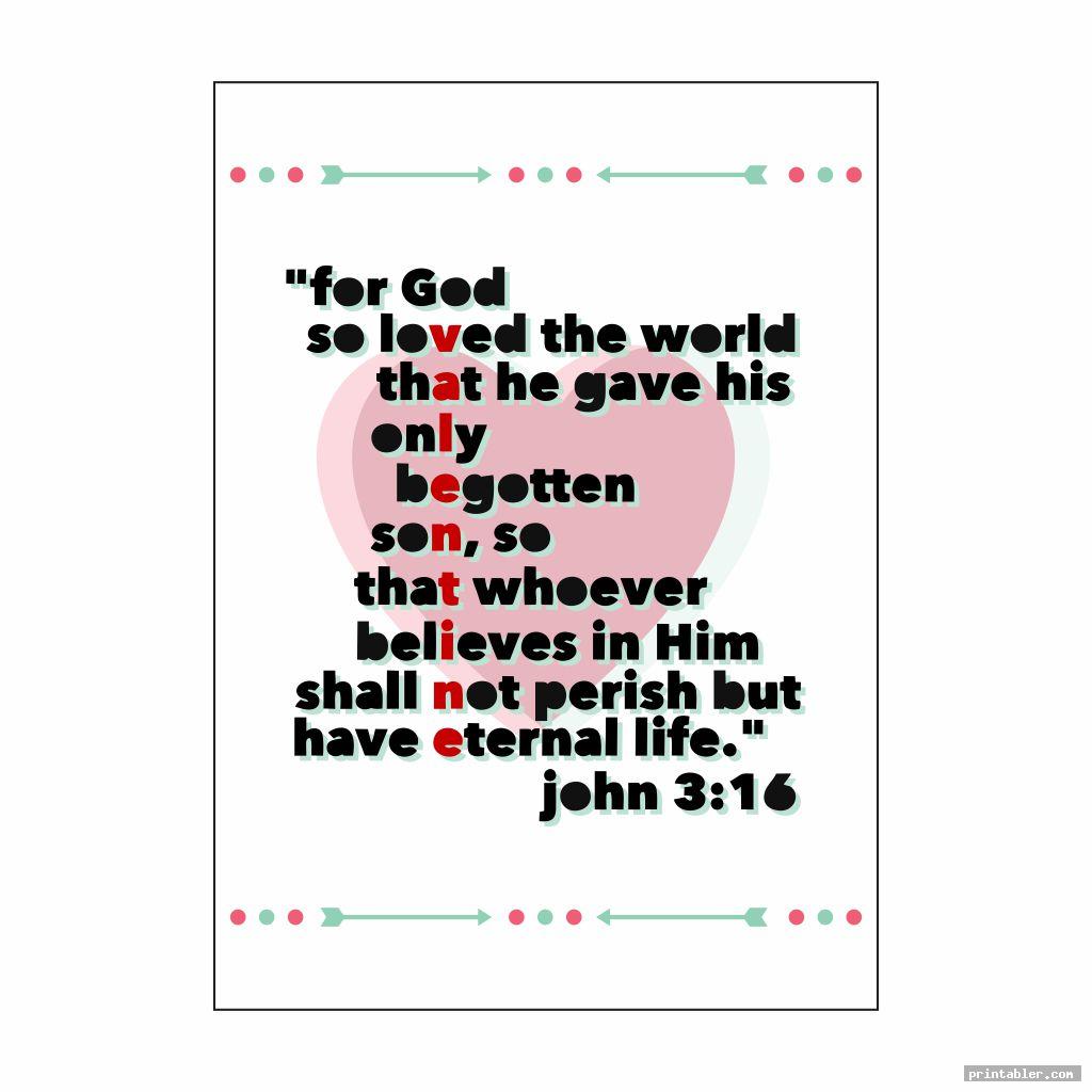 John 3-16 Valentine Printable Heart