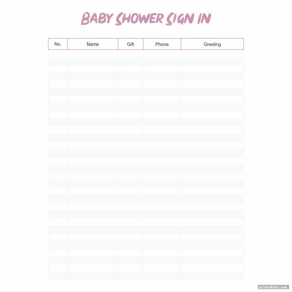 cute printable baby shower sign in sheet