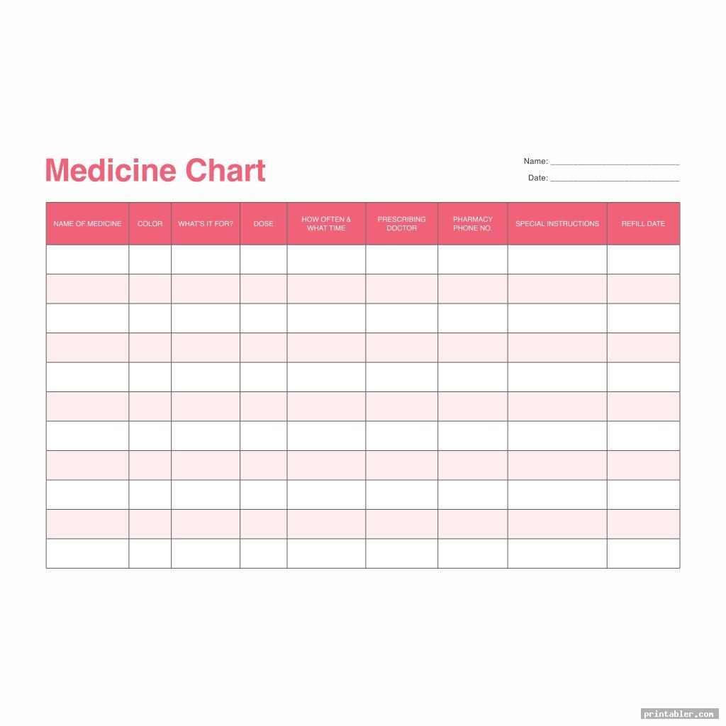 drug medication chart printable image free