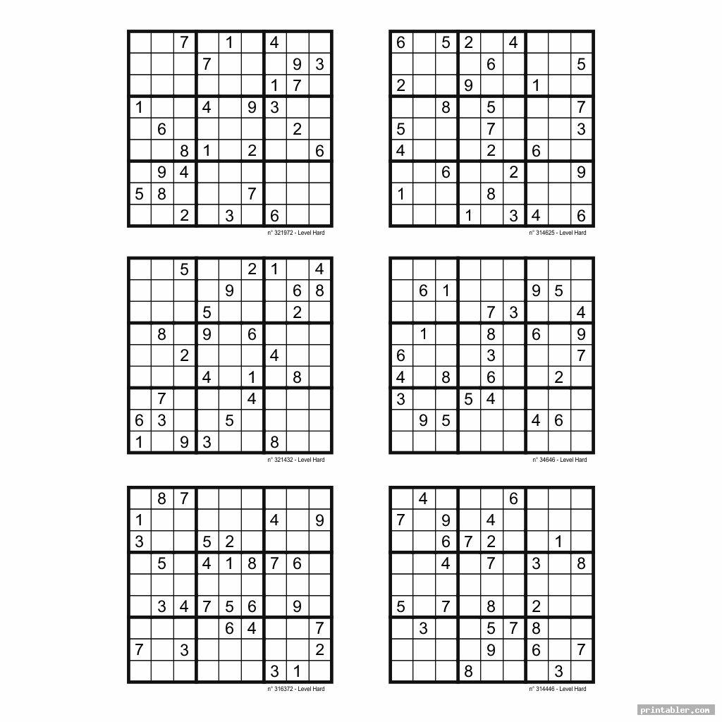 Hard Sudoku Printable 6 Per Page Gridgitcom Printable Sudoku Puzzles 